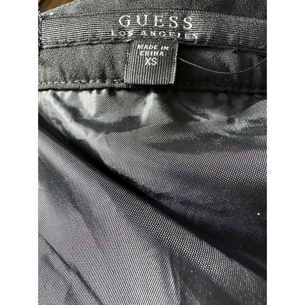 GUESS Los Angeles Black Tiered Fringe Mini Skirt XS Layered Party Clubwear - Picture 6 of 7